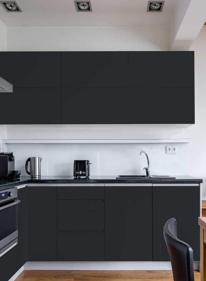 Hode Self Adhesive Wallpaper Furniture Sticker Black Removable Peel and Stick Vinyl Film Sticky Back Plastic for Wall Shelf Liner Table Door Living Room 40X300cm（Frosted） - Image 4